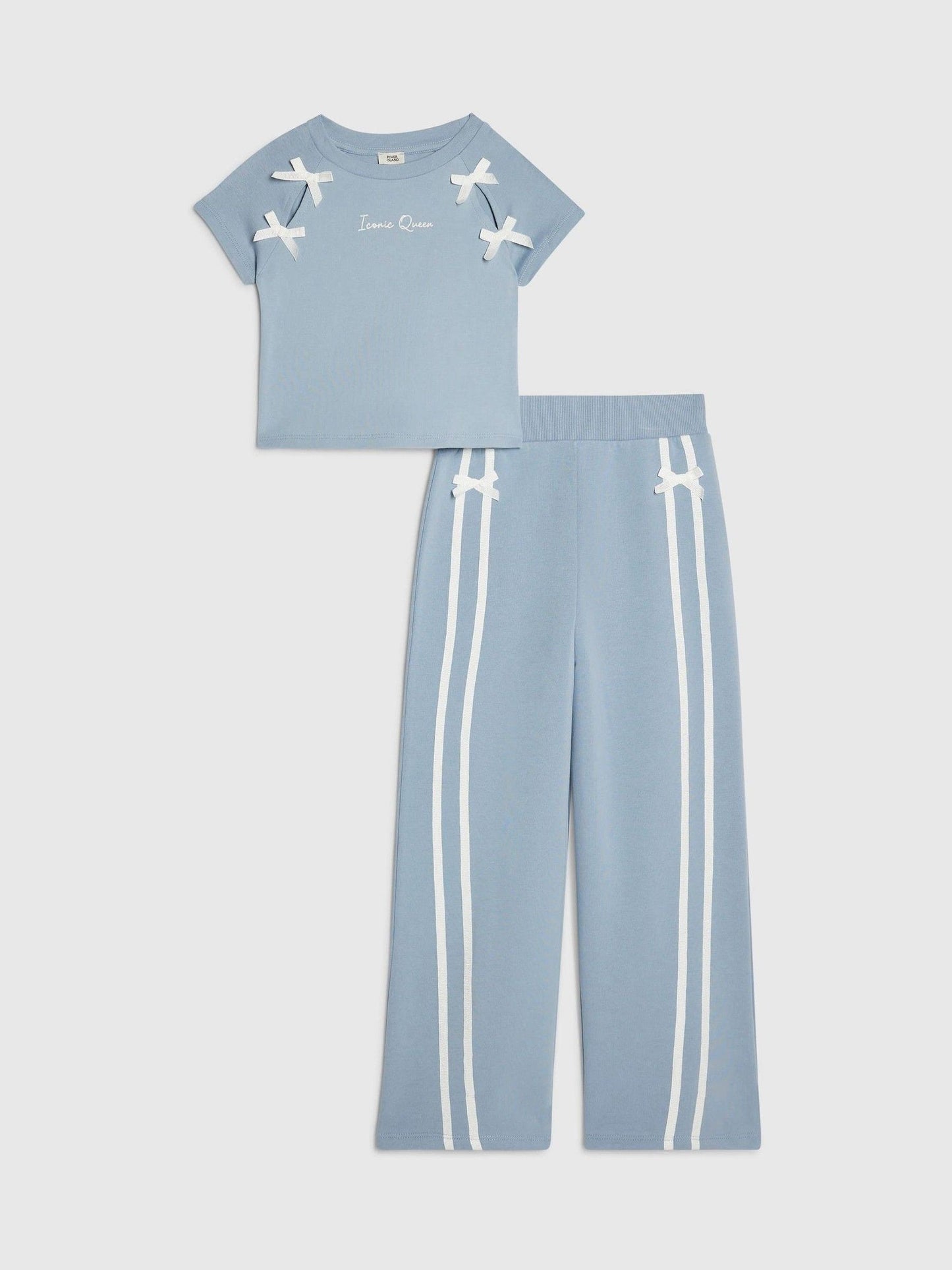 Dsiney Kidz - River Island Blue Bow Top & Wide Leg Joggers Set image 1