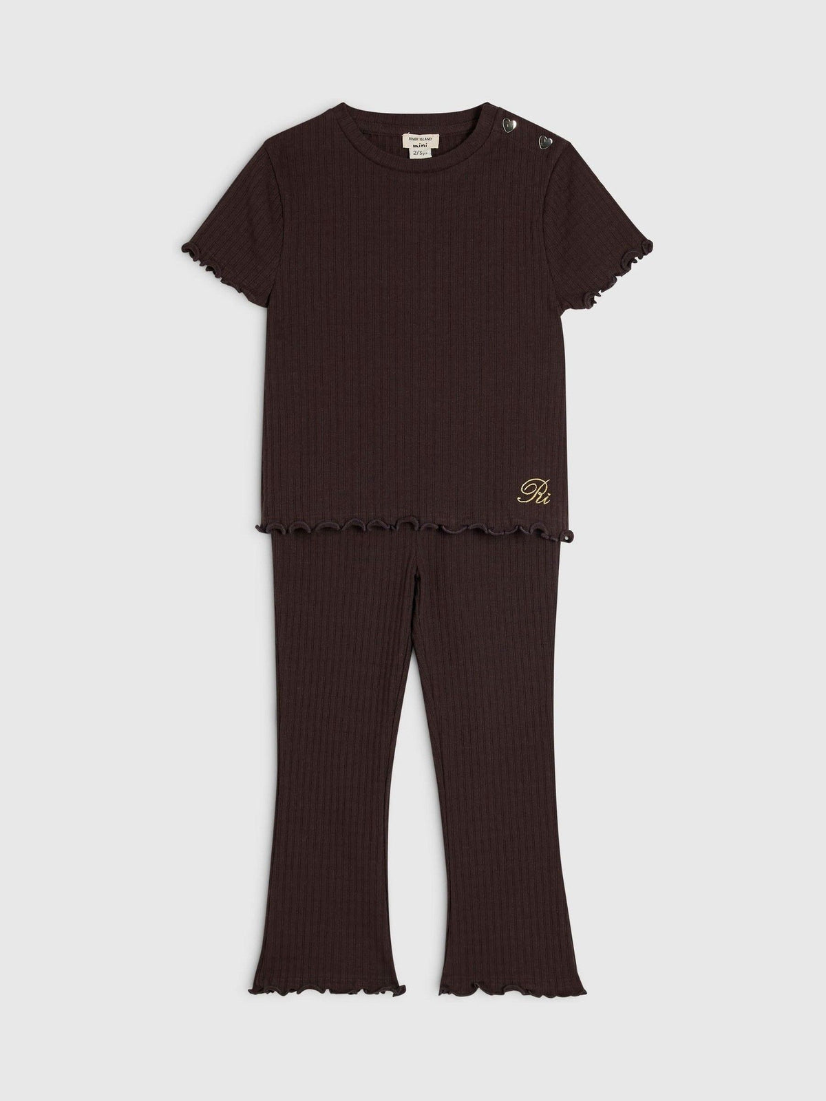 Dsiney Kidz - River Island Brown Textured T- Shirt & Legging Set image 2