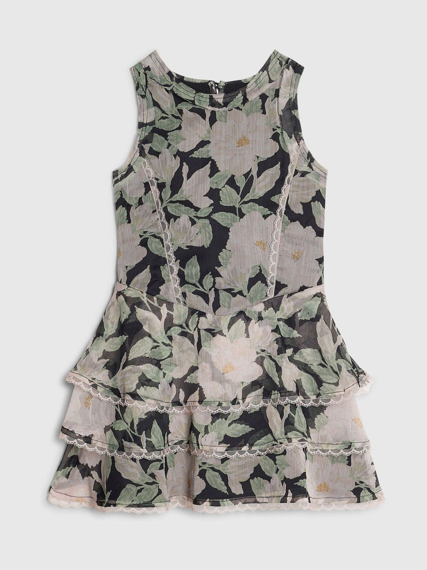 Dsiney Kidz - River Island Black Floral Chiffon Dress image 1