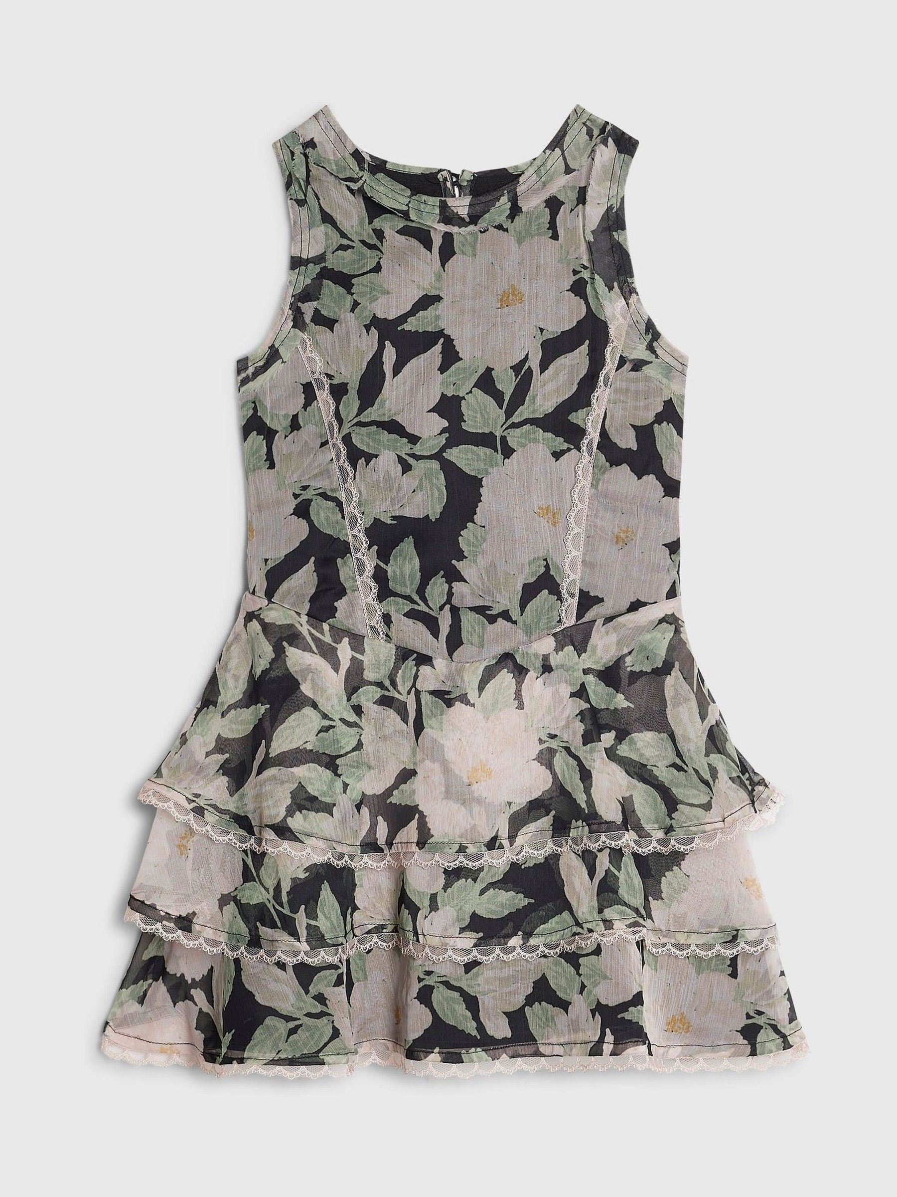 Dsiney Kidz - River Island Black Floral Chiffon Dress image 1