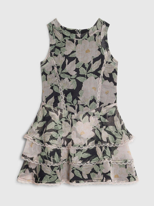 Dsiney Kidz - River Island Black Floral Chiffon Dress image 1