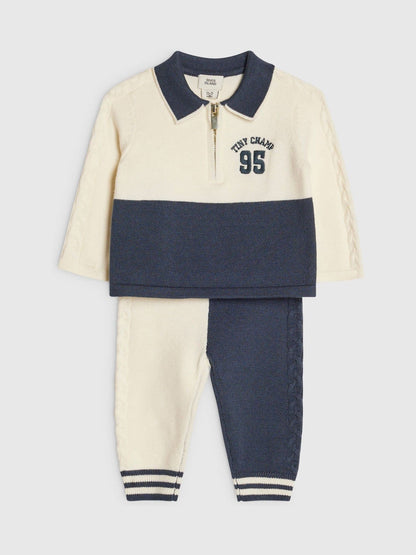 River Island Blue Colour Block Polo Top & Joggers Set - image 2