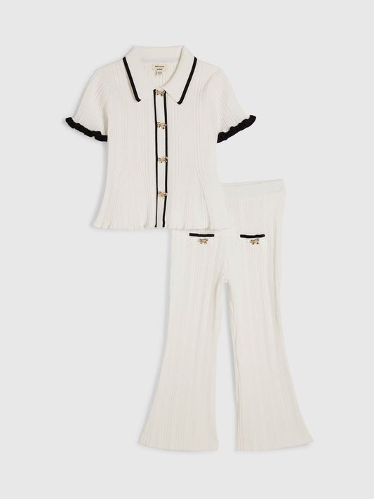 Dsiney Kidz - River Island Cream Peplum Top & Kickflare Set image 1