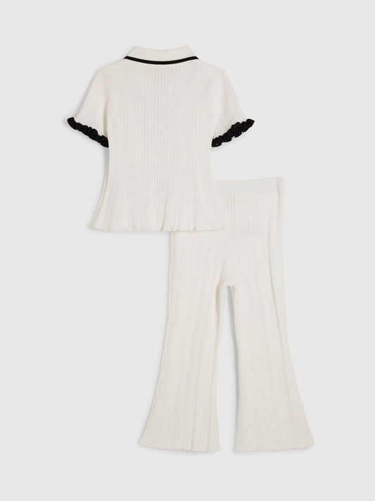 Dsiney Kidz - River Island Cream Peplum Top & Kickflare Set image 2