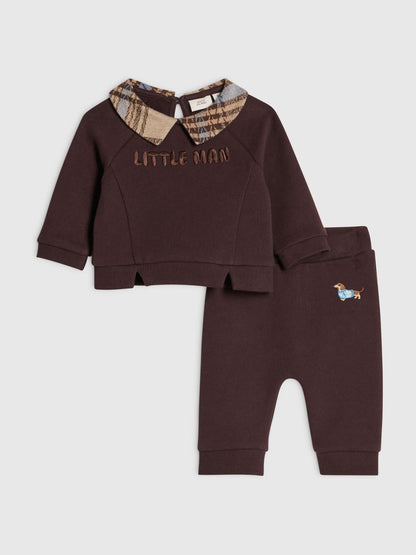 River Island Brown Handsome Little Man Top & Joggers Set - image 1