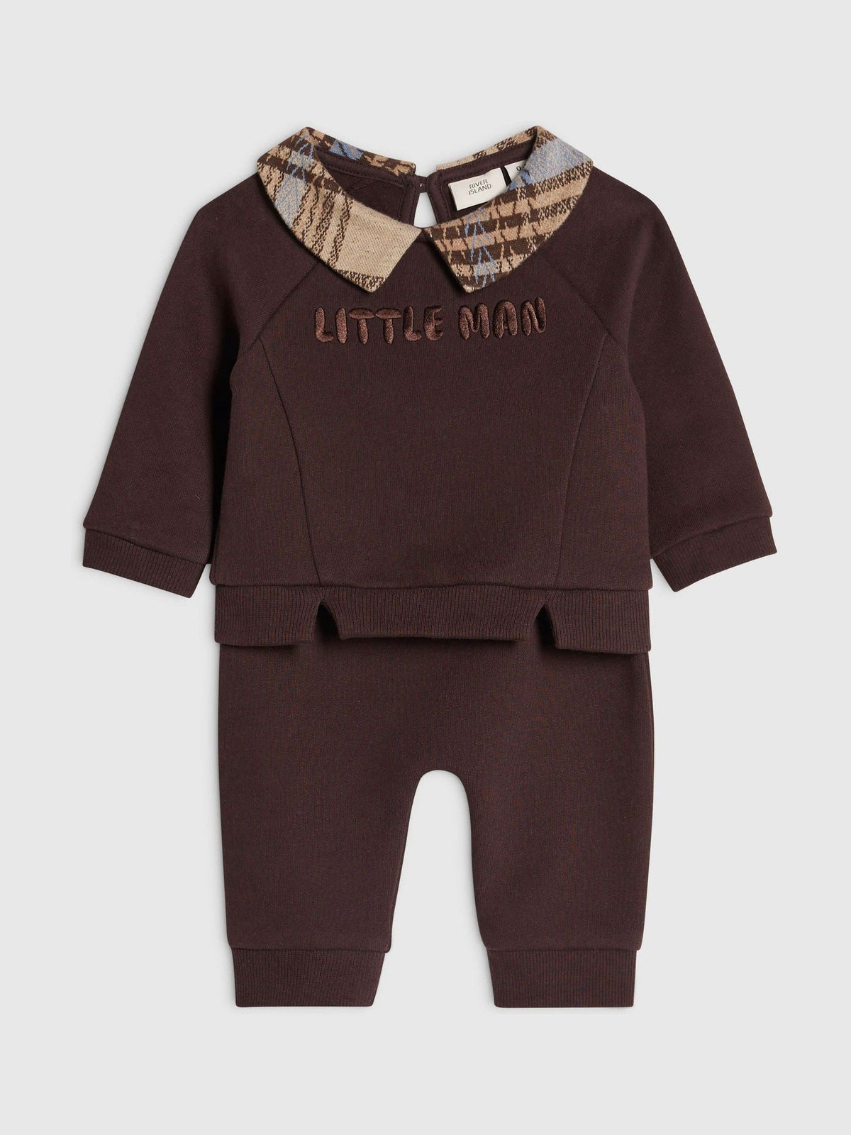 River Island Brown Handsome Little Man Top & Joggers Set - image 3