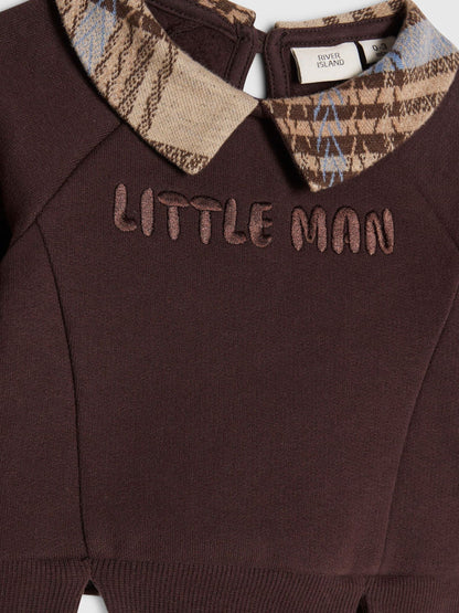 River Island Brown Handsome Little Man Top & Joggers Set - image 4