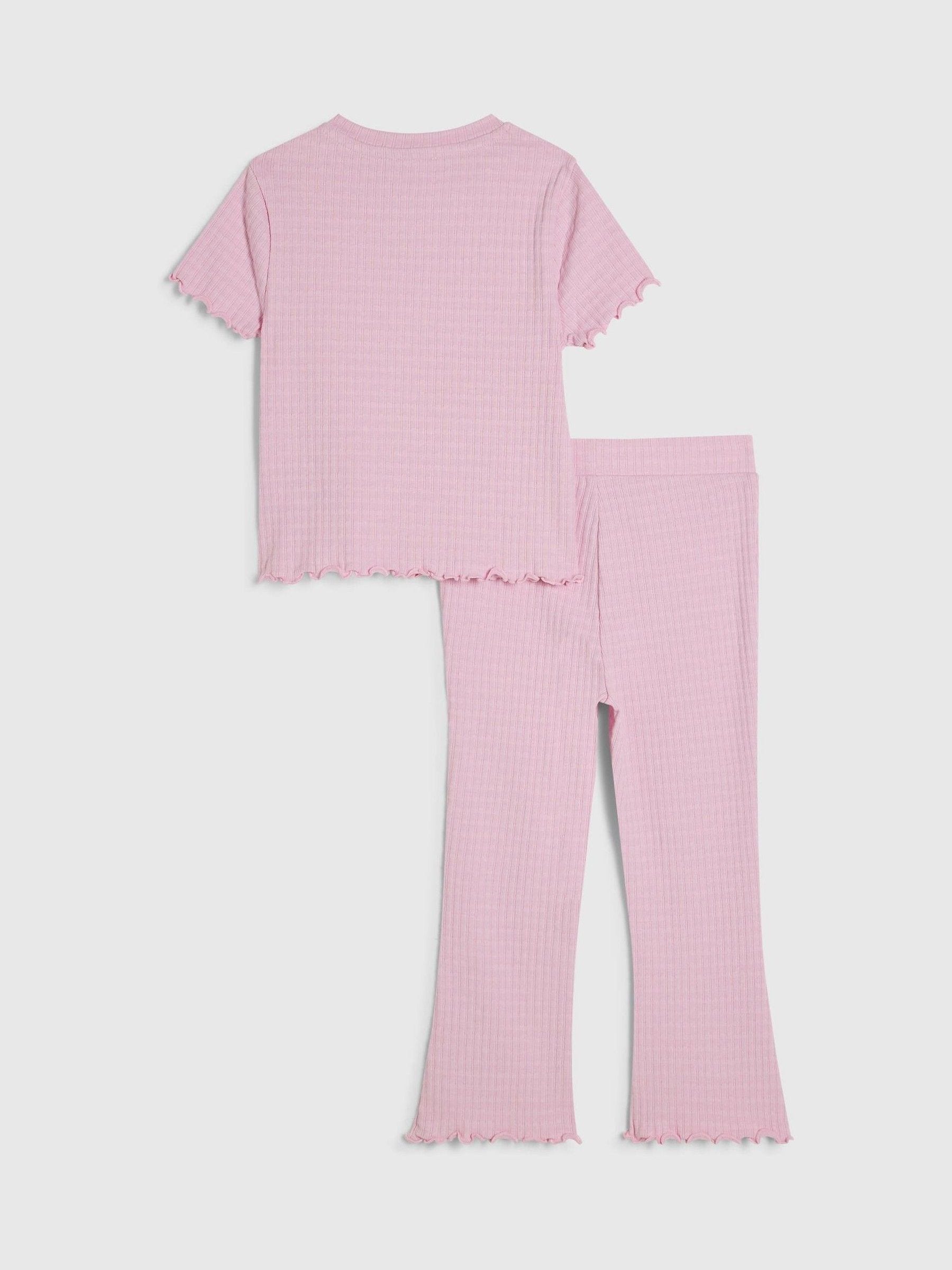 Dsiney Kidz - River Island Pink Textured T-Shirt & Leggings Set image 2