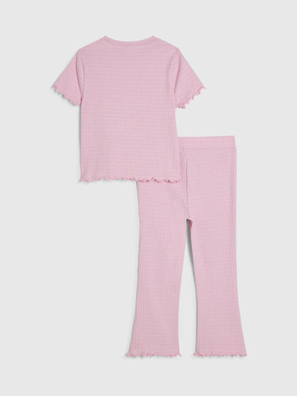 Dsiney Kidz - River Island Pink Textured T-Shirt & Leggings Set image 2