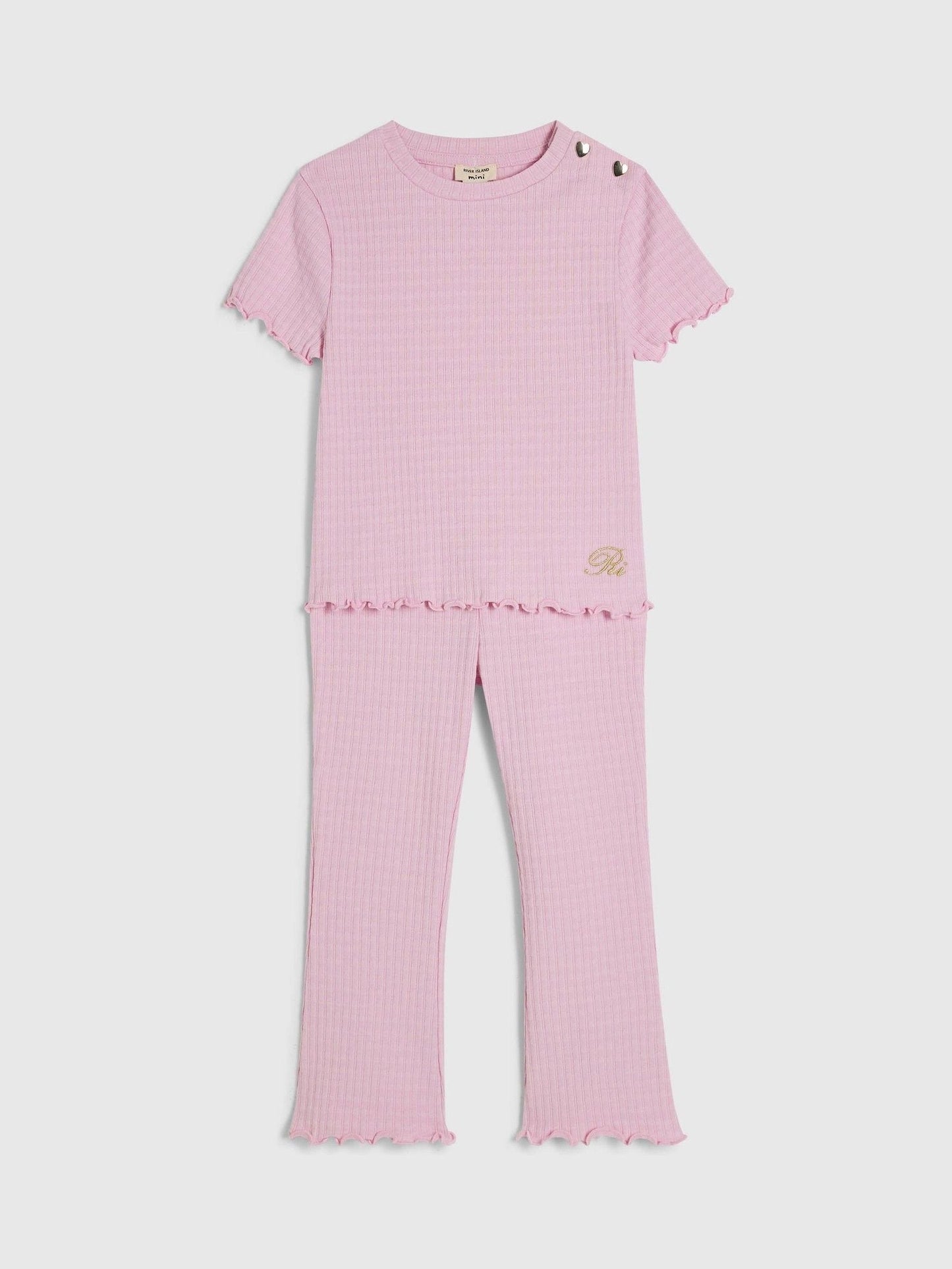 Dsiney Kidz - River Island Pink Textured T-Shirt & Leggings Set image 3