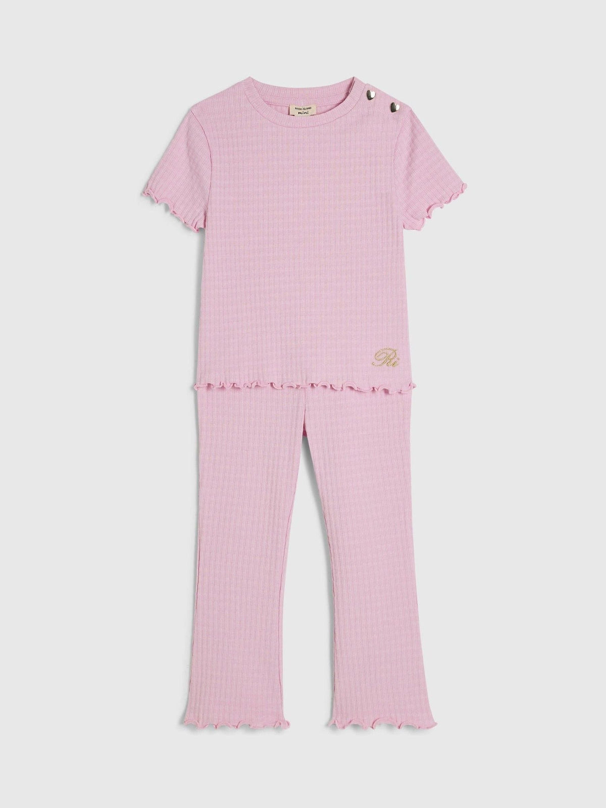 Dsiney Kidz - River Island Pink Textured T-Shirt & Leggings Set image 3