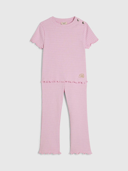 Dsiney Kidz - River Island Pink Textured T-Shirt & Leggings Set image 3