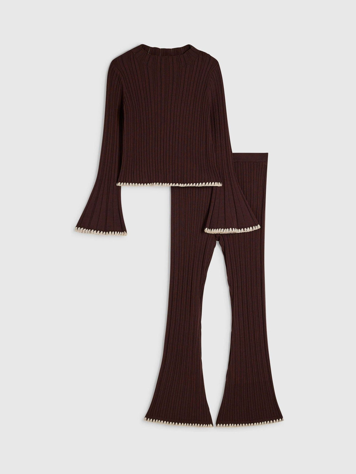 River Island Brown Whipstitch Top & Kickflare Set - image 1
