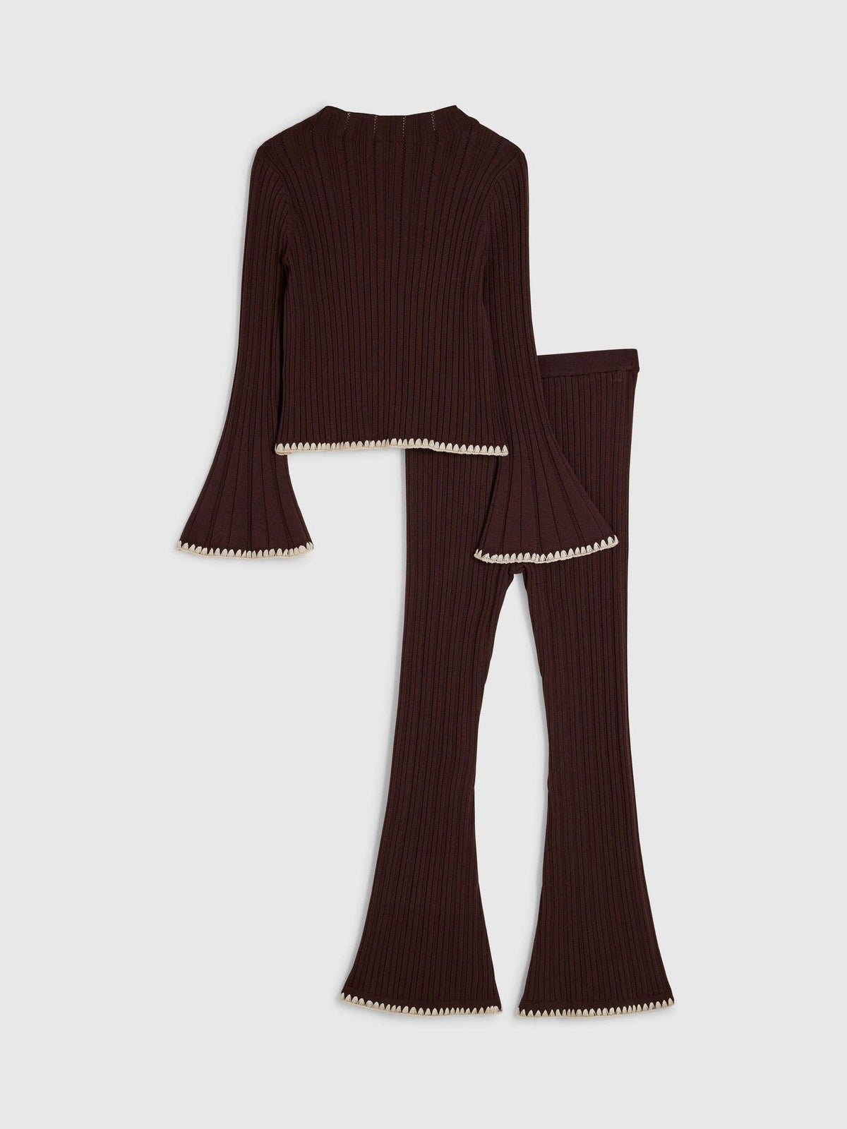 River Island Brown Whipstitch Top & Kickflare Set - image 2