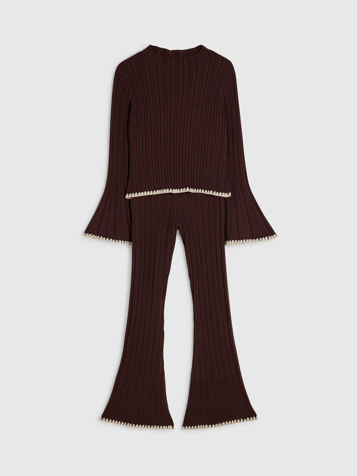 River Island Brown Whipstitch Top & Kickflare Set - image 3