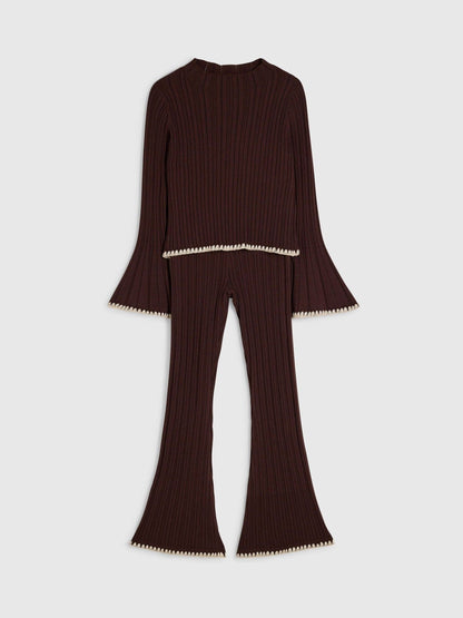 River Island Brown Whipstitch Top & Kickflare Set - image 3