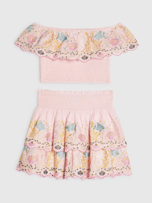 Dsiney Kidz - River Island Pink Beaded Seahorse Top & Skirt Set image 1