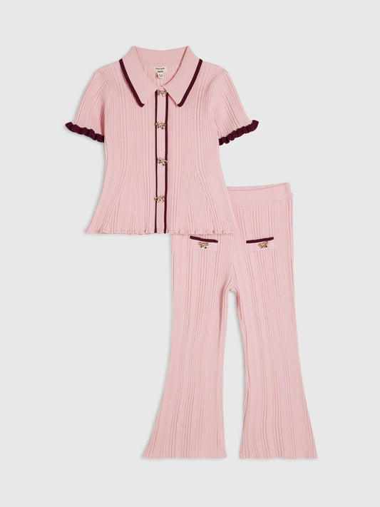 Dsiney Kidz - River Island Pink Peplum Top & Kickflare Set image 1