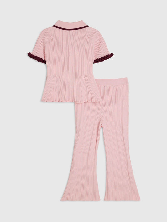 Dsiney Kidz - River Island Pink Peplum Top & Kickflare Set image 2
