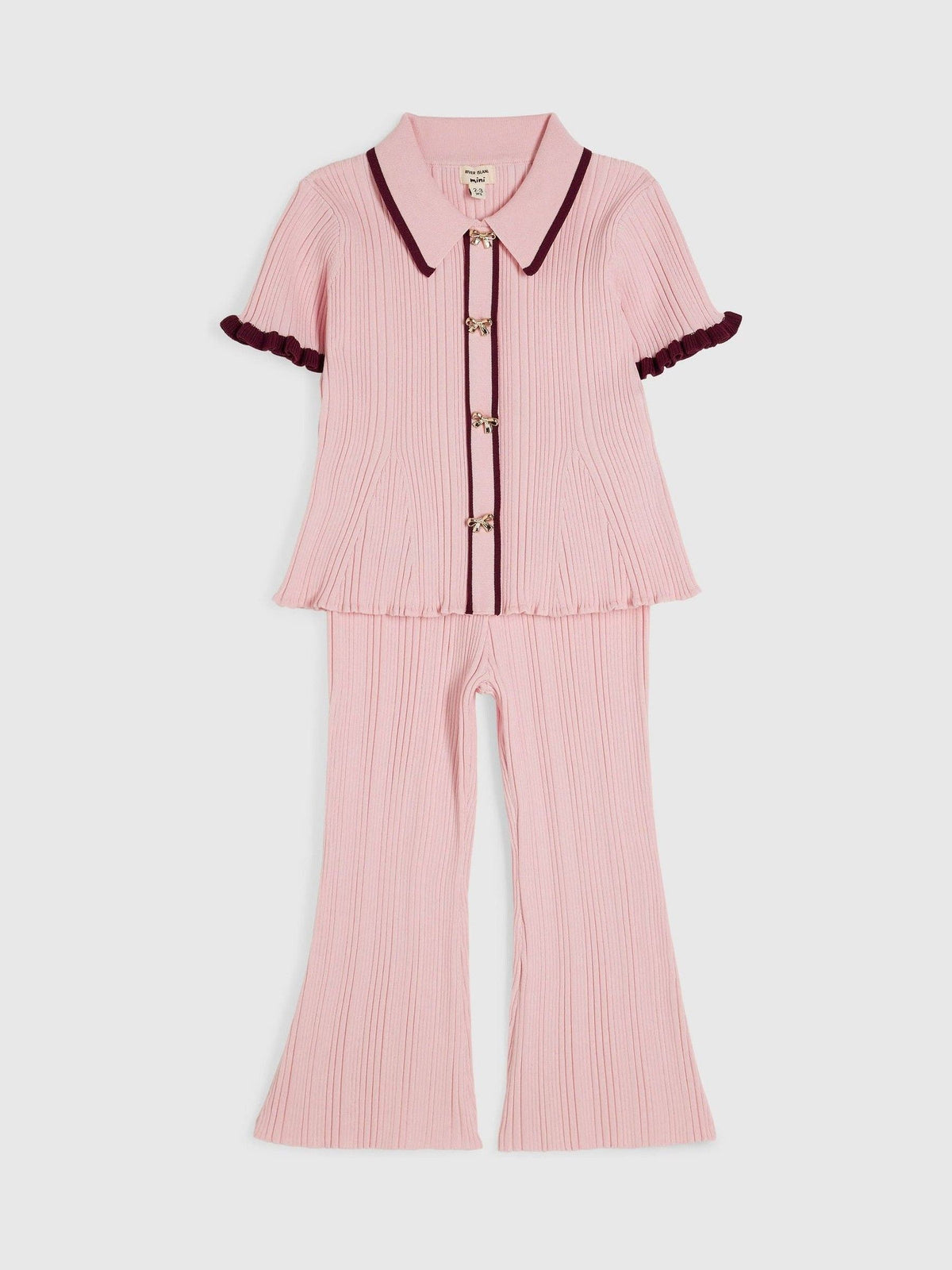 Dsiney Kidz - River Island Pink Peplum Top & Kickflare Set image 3