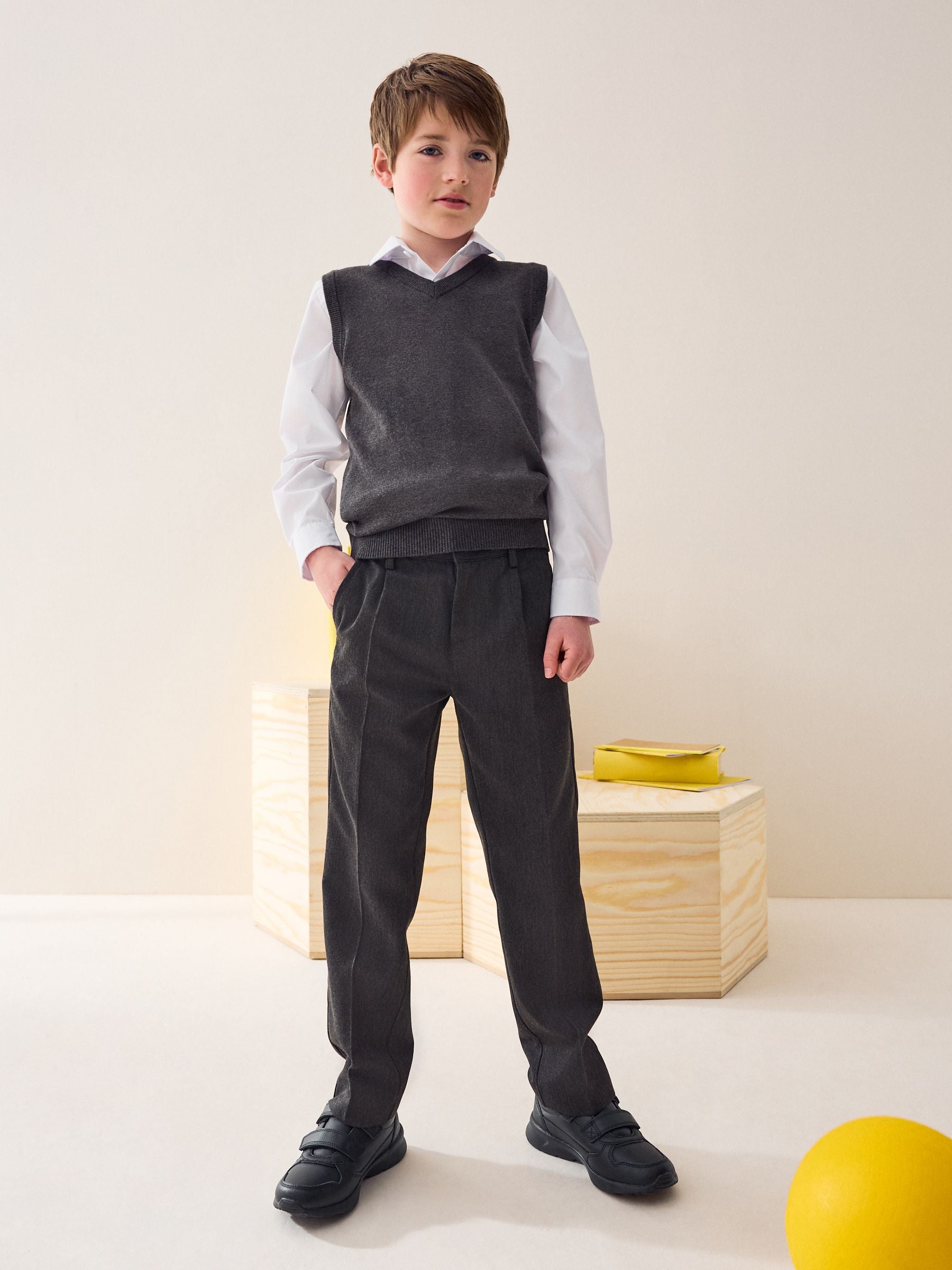 Dsiney Kidz - Grey Regular Waist School Pleat Front Trousers (3-17yrs) image 2