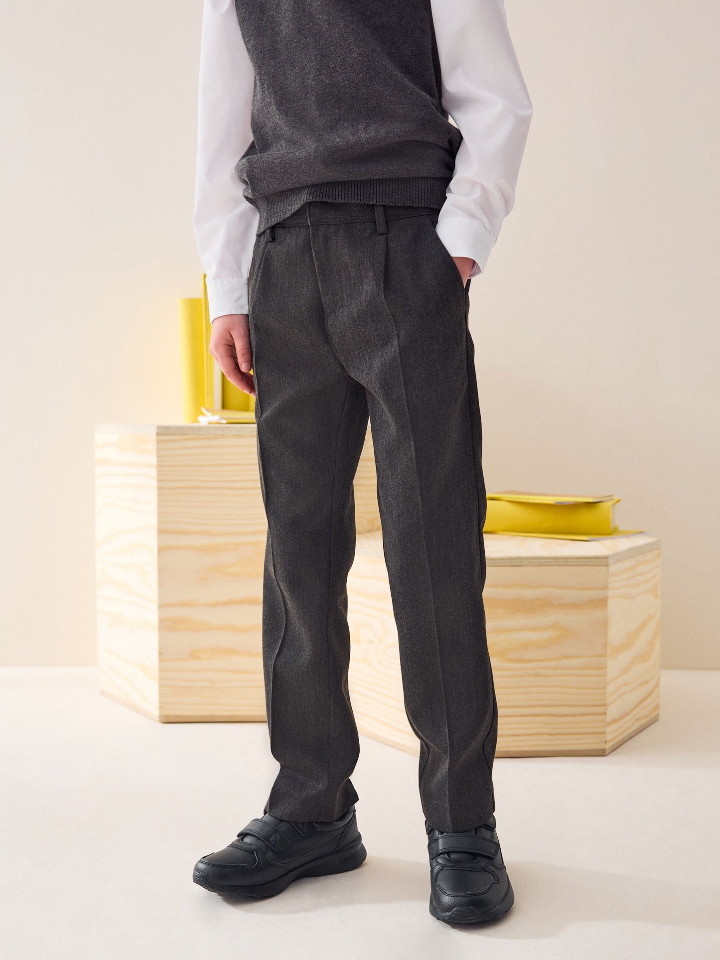 Dsiney Kidz - Grey Regular Waist School Pleat Front Trousers (3-17yrs) image 3