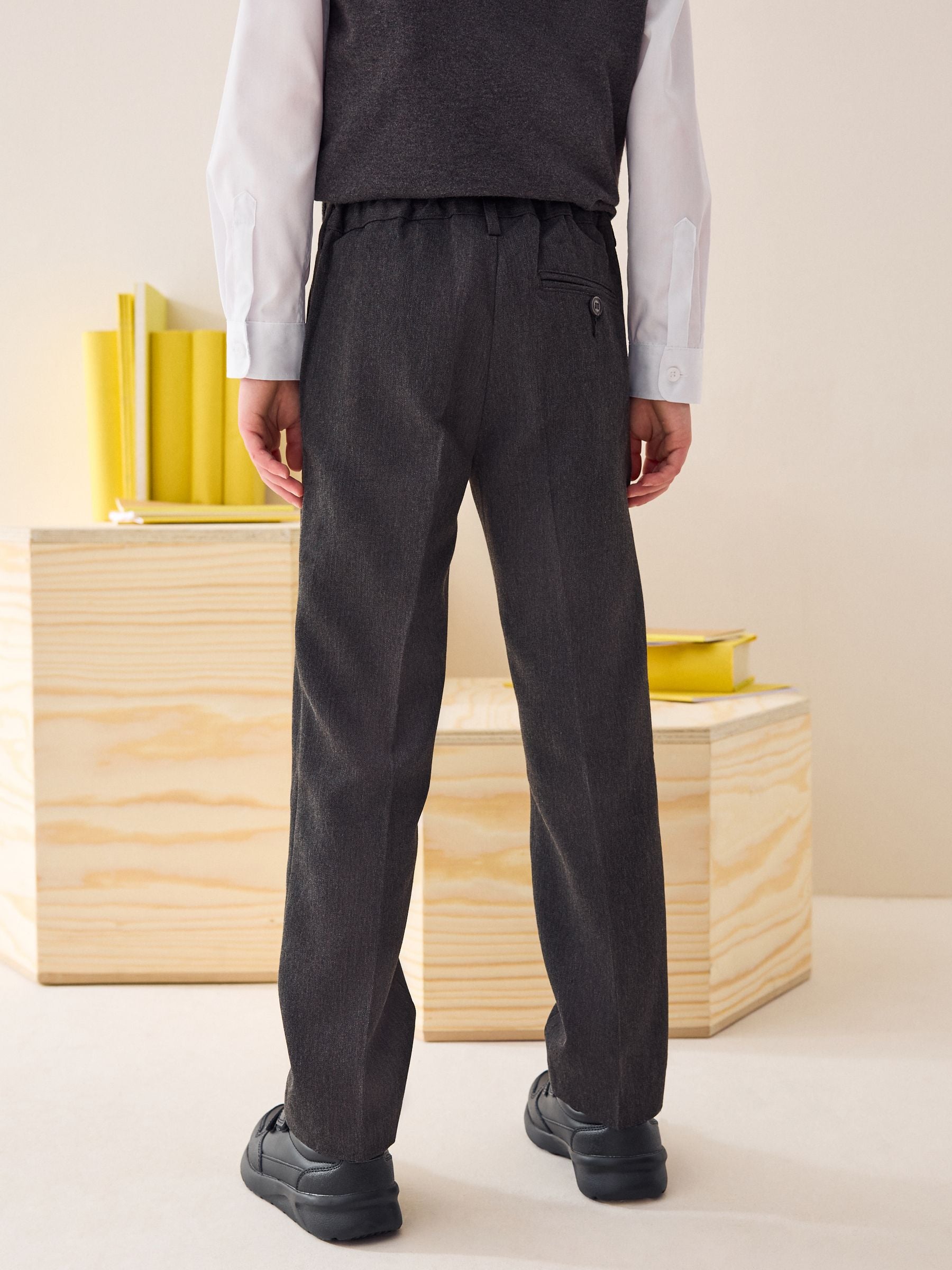 Dsiney Kidz - Grey Regular Waist School Pleat Front Trousers (3-17yrs) image 5