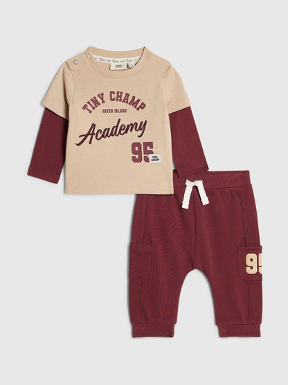 Dsiney Kidz - River Island Red Tiny Champ Top & Jogger Set image 1