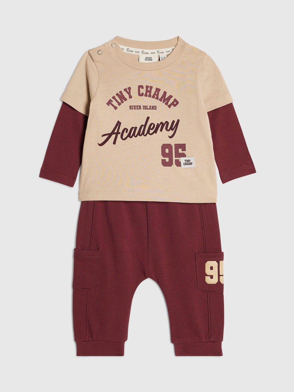 Dsiney Kidz - River Island Red Tiny Champ Top & Jogger Set image 3