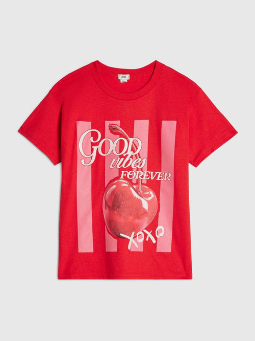 Dsiney Kidz - River Island Red Good Vibes Cherry T-Shirt image 1