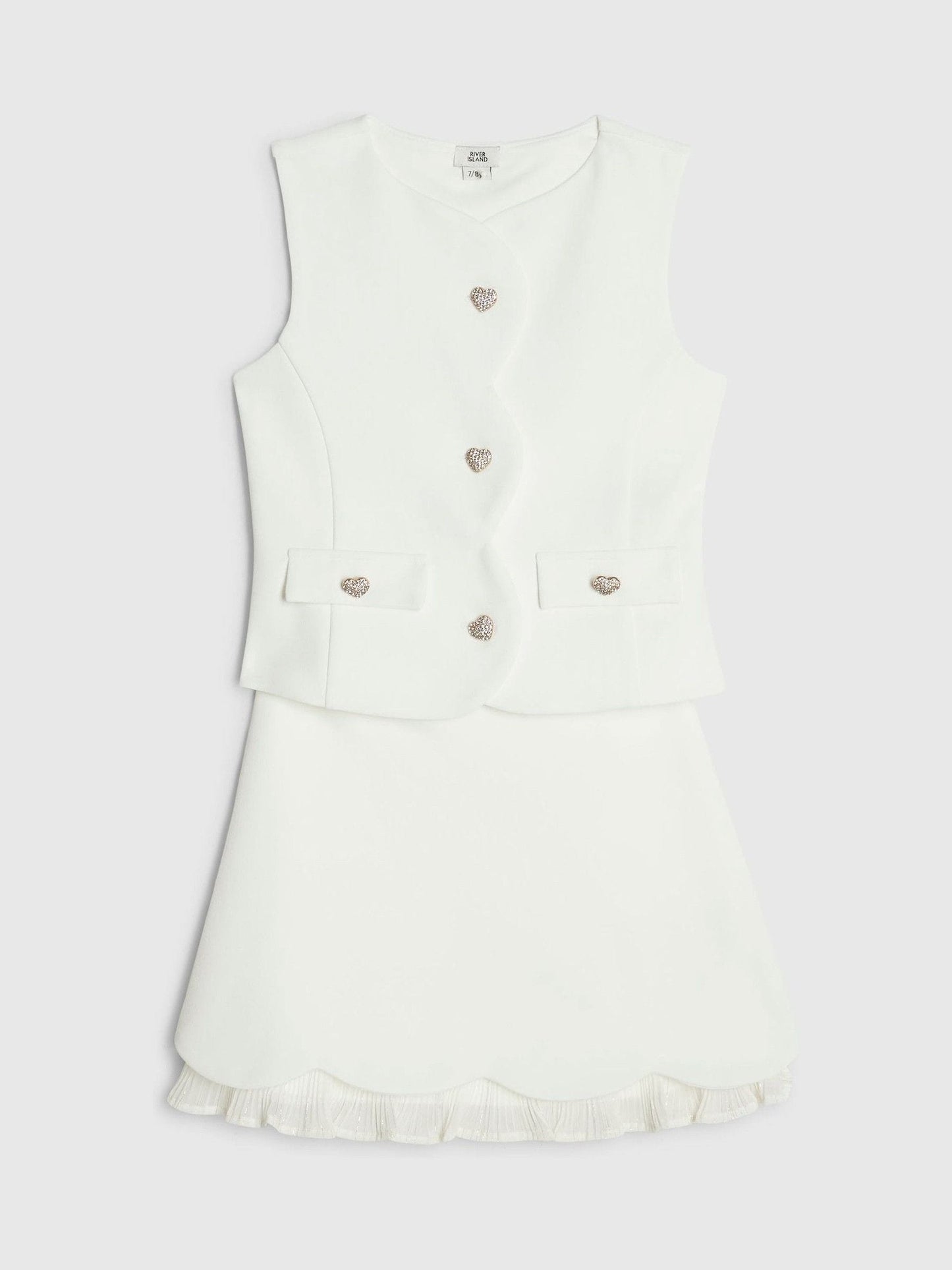 Dsiney Kidz - River Island Cream Premium Waistcoat & Plisse Skirt Set image 1
