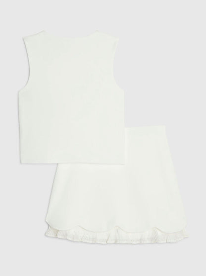Dsiney Kidz - River Island Cream Premium Waistcoat & Plisse Skirt Set image 3