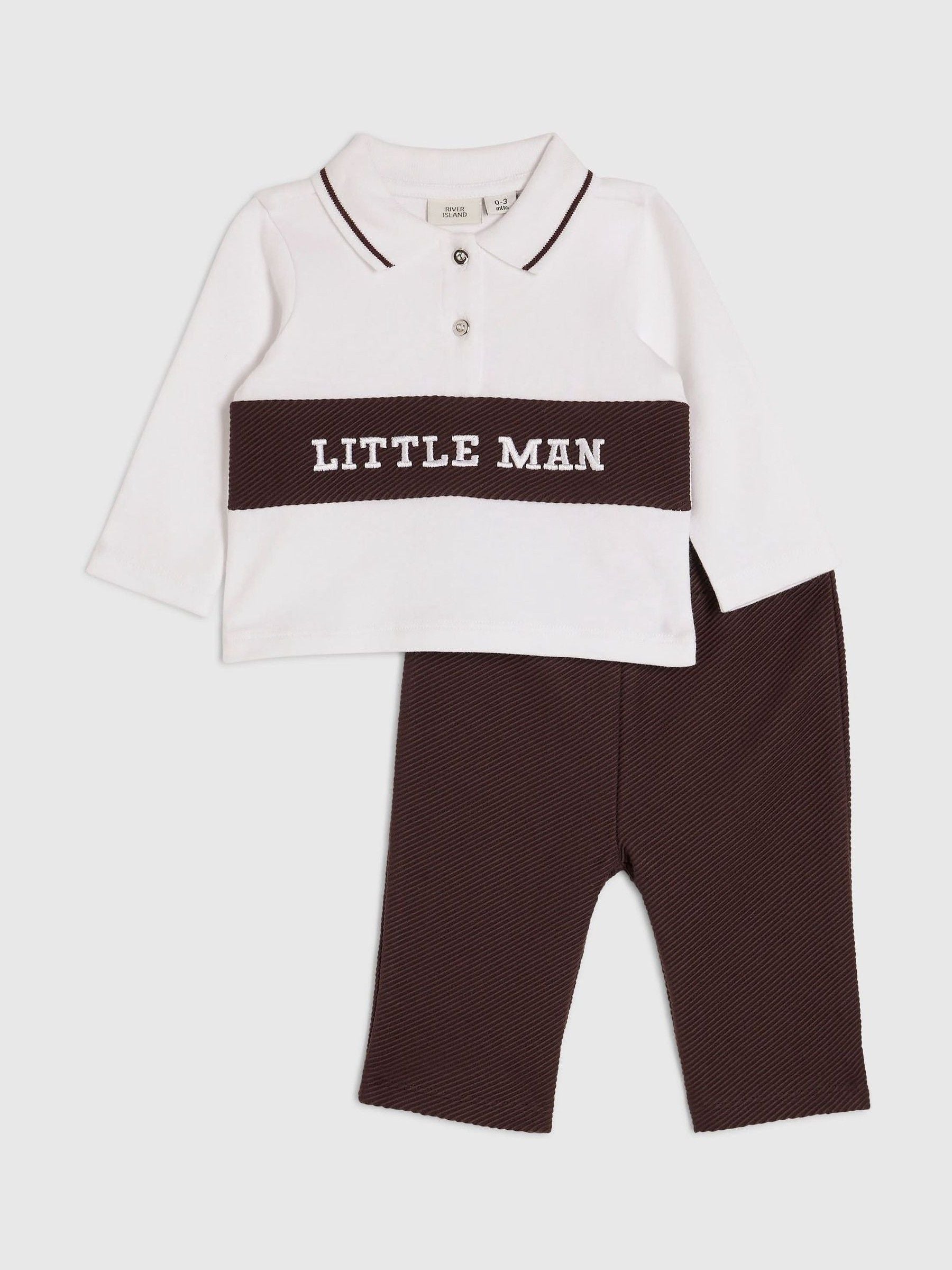 Dsiney Kidz - River Island Brown Little Man Zip Up Top & Jogger Set image 1