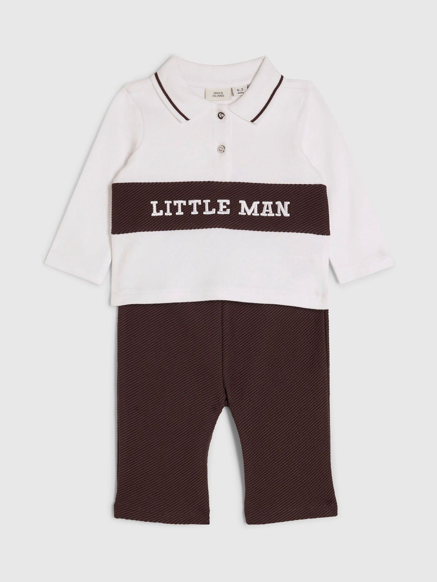 Dsiney Kidz - River Island Brown Little Man Zip Up Top & Jogger Set image 3