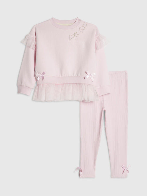 Dsiney Kidz - River Island Pink Tulle Bow Top & Leggings Set image 1