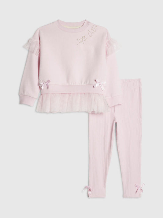 Dsiney Kidz - River Island Pink Tulle Bow Top & Leggings Set image 1