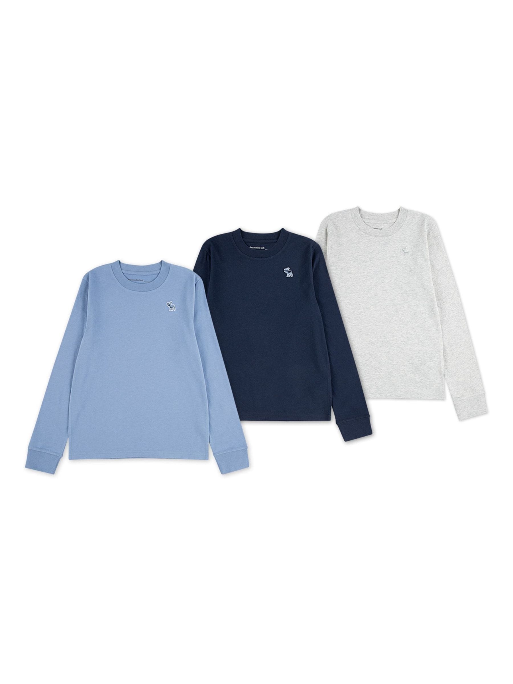Dsiney Kidz - Abercrombie & Fitch Blue/Grey/Navy Blue Long Sleeve T-Shirts 3 Pack image 1