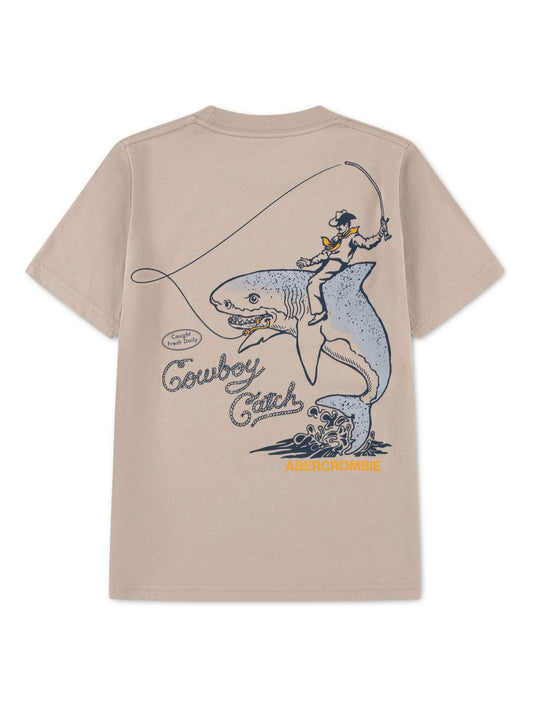 Dsiney Kidz - Abercrombie & Fitch Cream Cowboy On Shark T-Shirt image 1