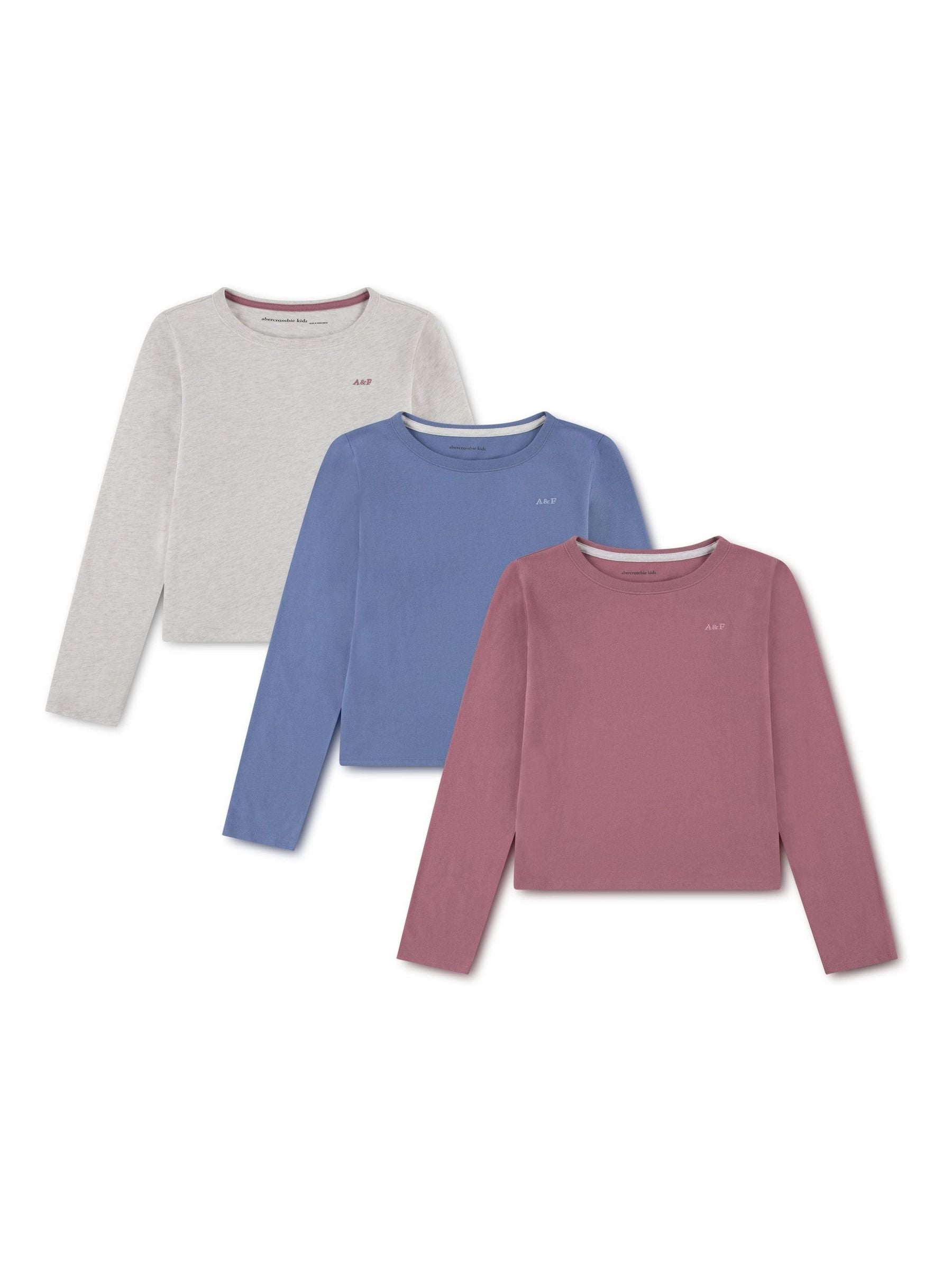 Dsiney Kidz - Abercrombie & Fitch Red/Grey/Blue Long Sleeve T-Shirts 3 Pack image 1