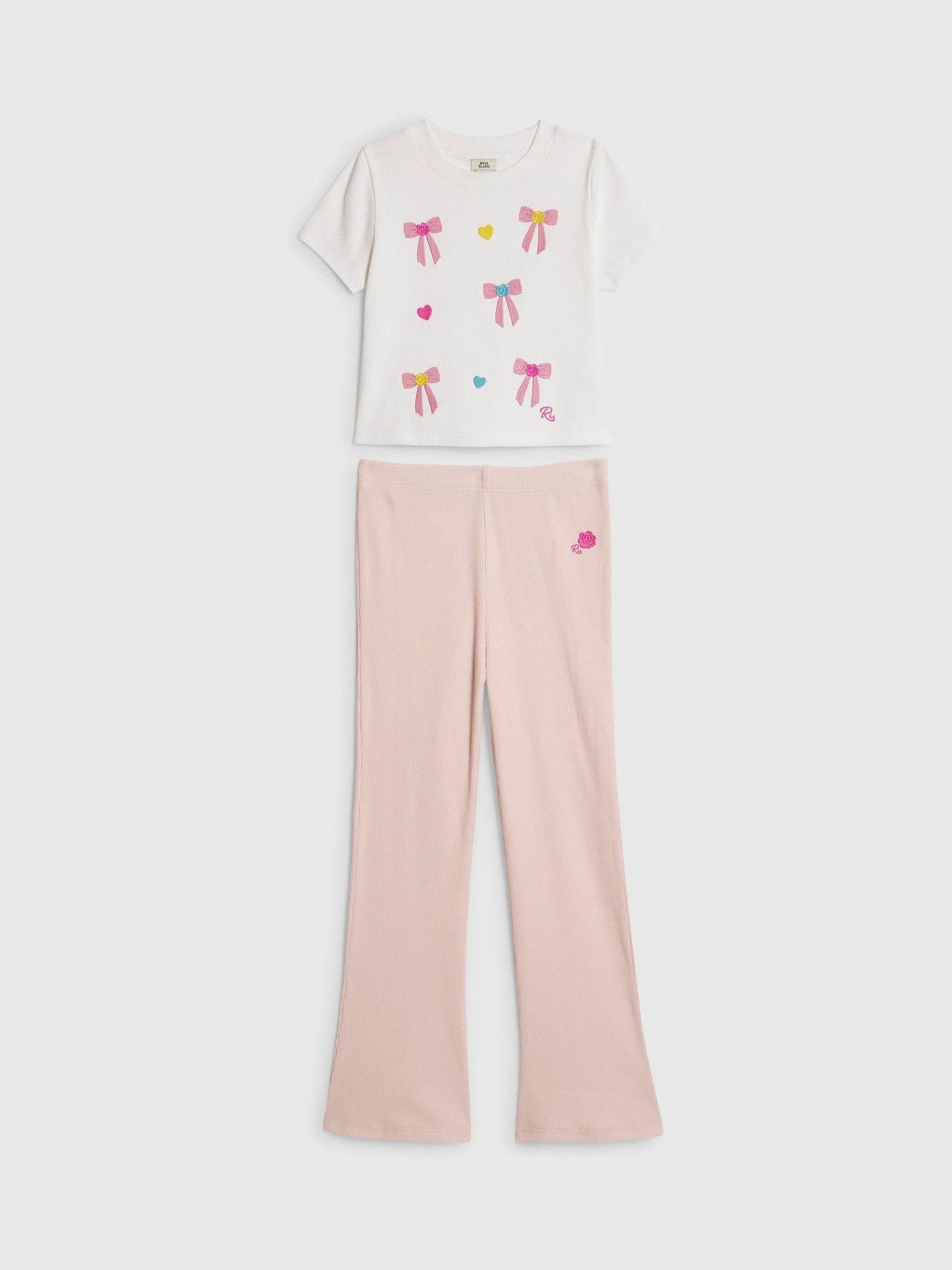 Dsiney Kidz - River Island Pink Bow Baby T-Shirt & Kickflare Legging Set image 1