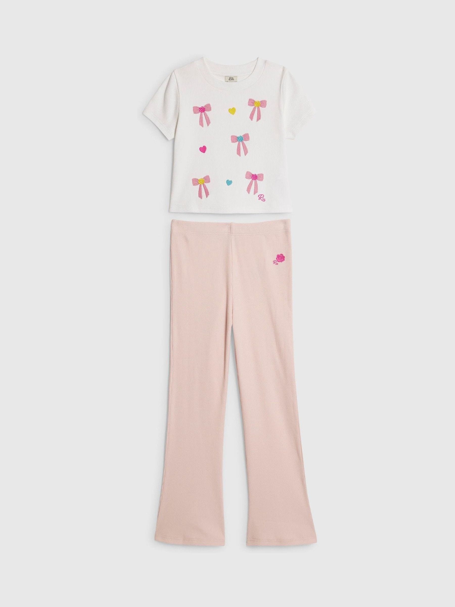 Dsiney Kidz - River Island Pink Bow Baby T-Shirt & Kickflare Legging Set image 1