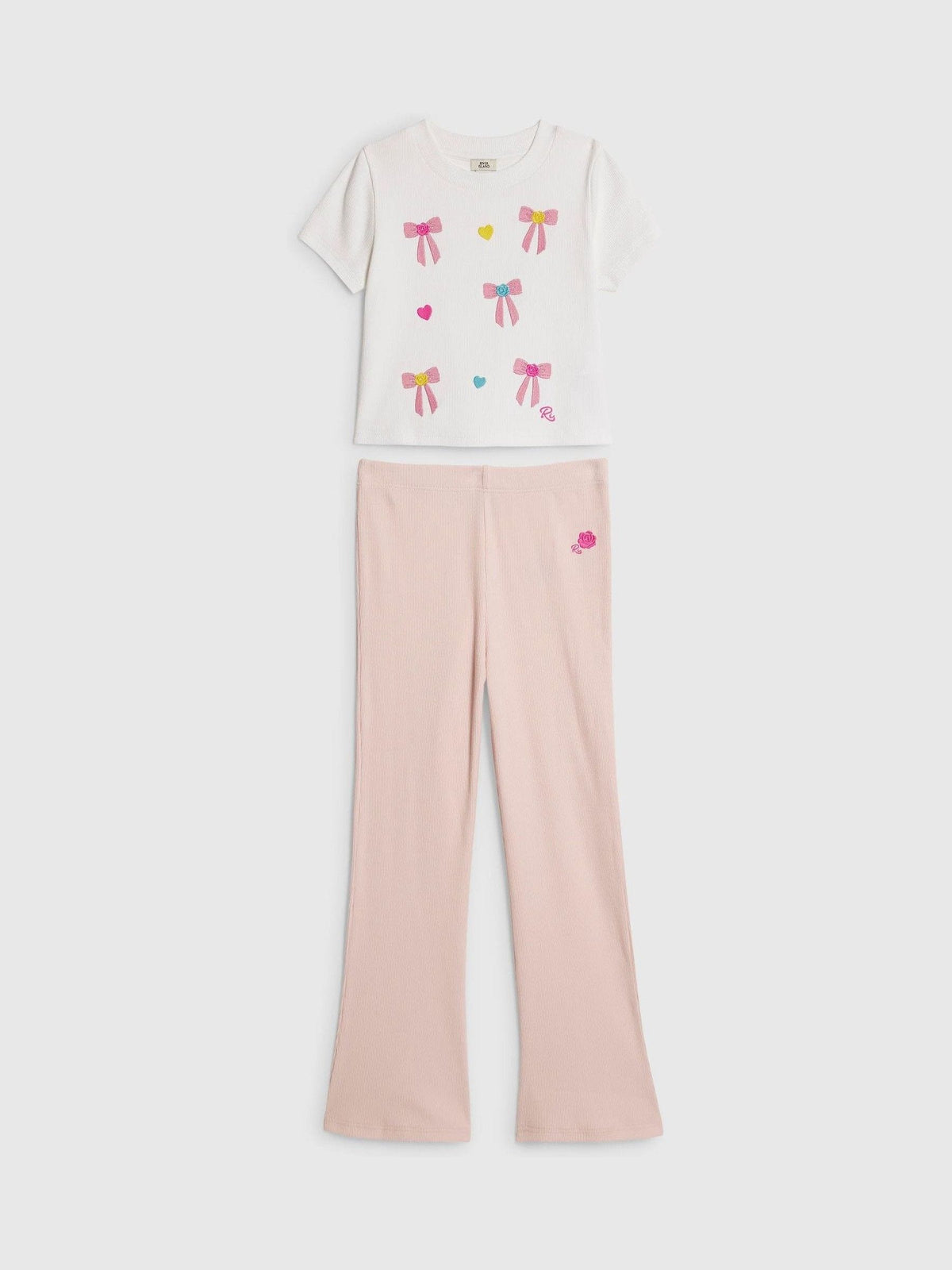 Dsiney Kidz - River Island Pink Bow Baby T-Shirt & Kickflare Legging Set image 1