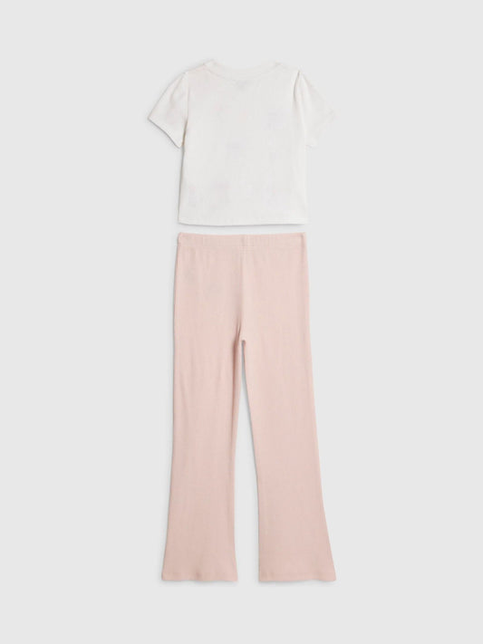 Dsiney Kidz - River Island Pink Bow Baby T-Shirt & Kickflare Legging Set image 2