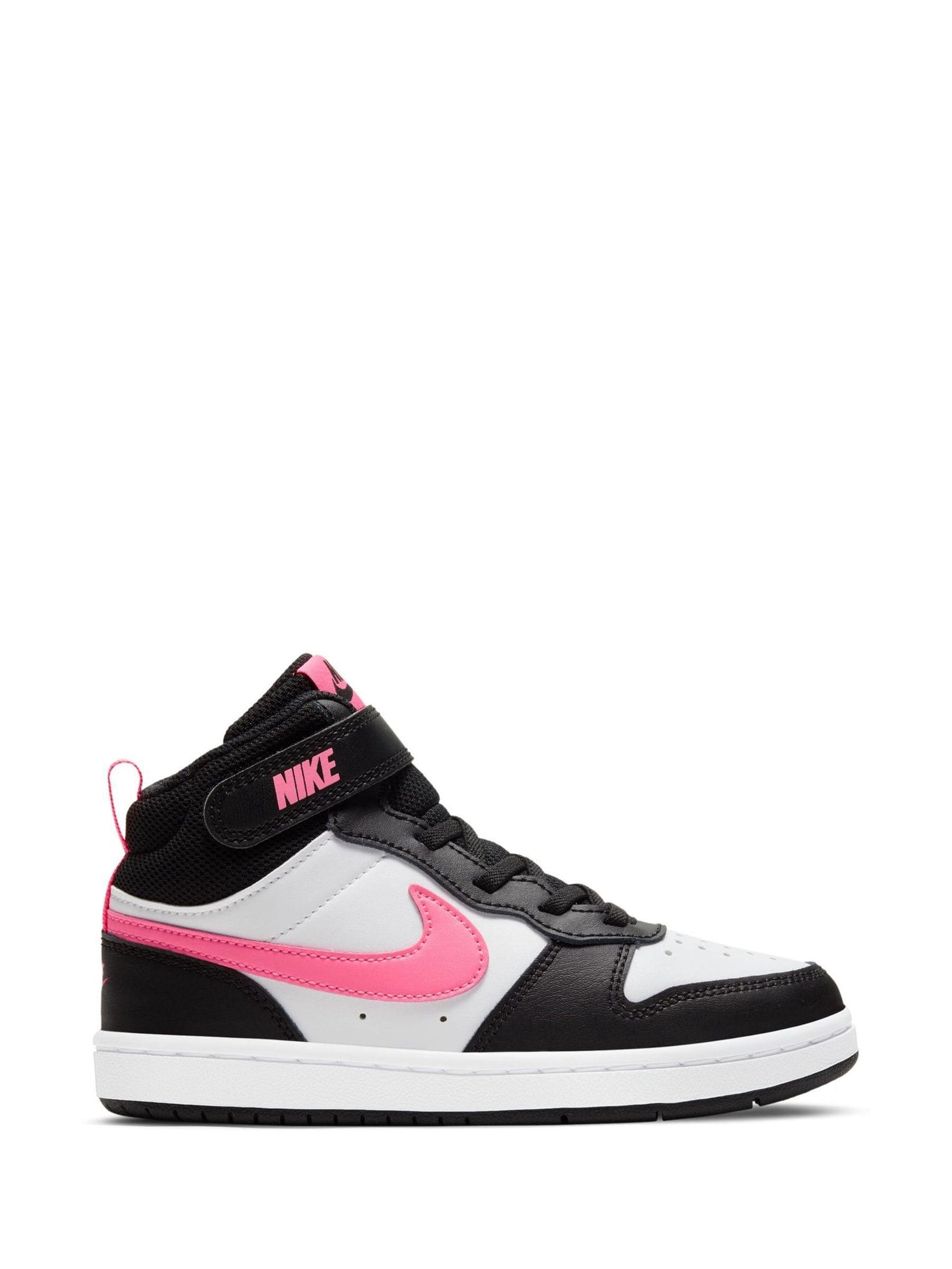 Nike Black/Pink Junior Court Borough Mid Trainers image 1