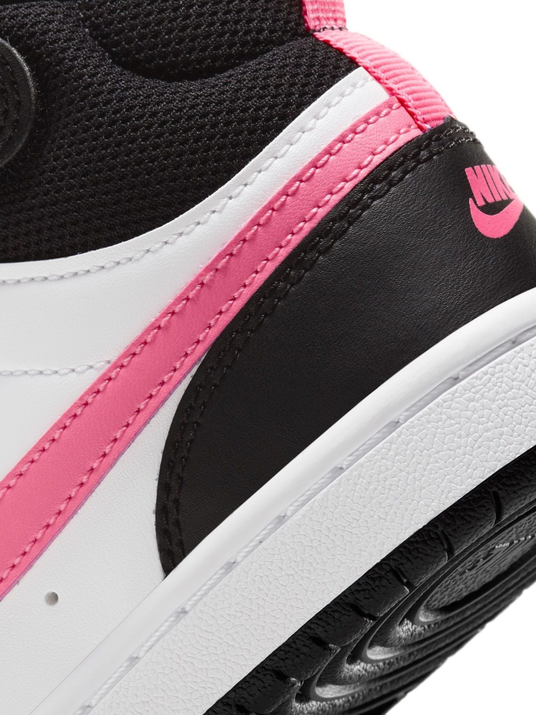 Nike Black/Pink Junior Court Borough Mid Trainers image 10