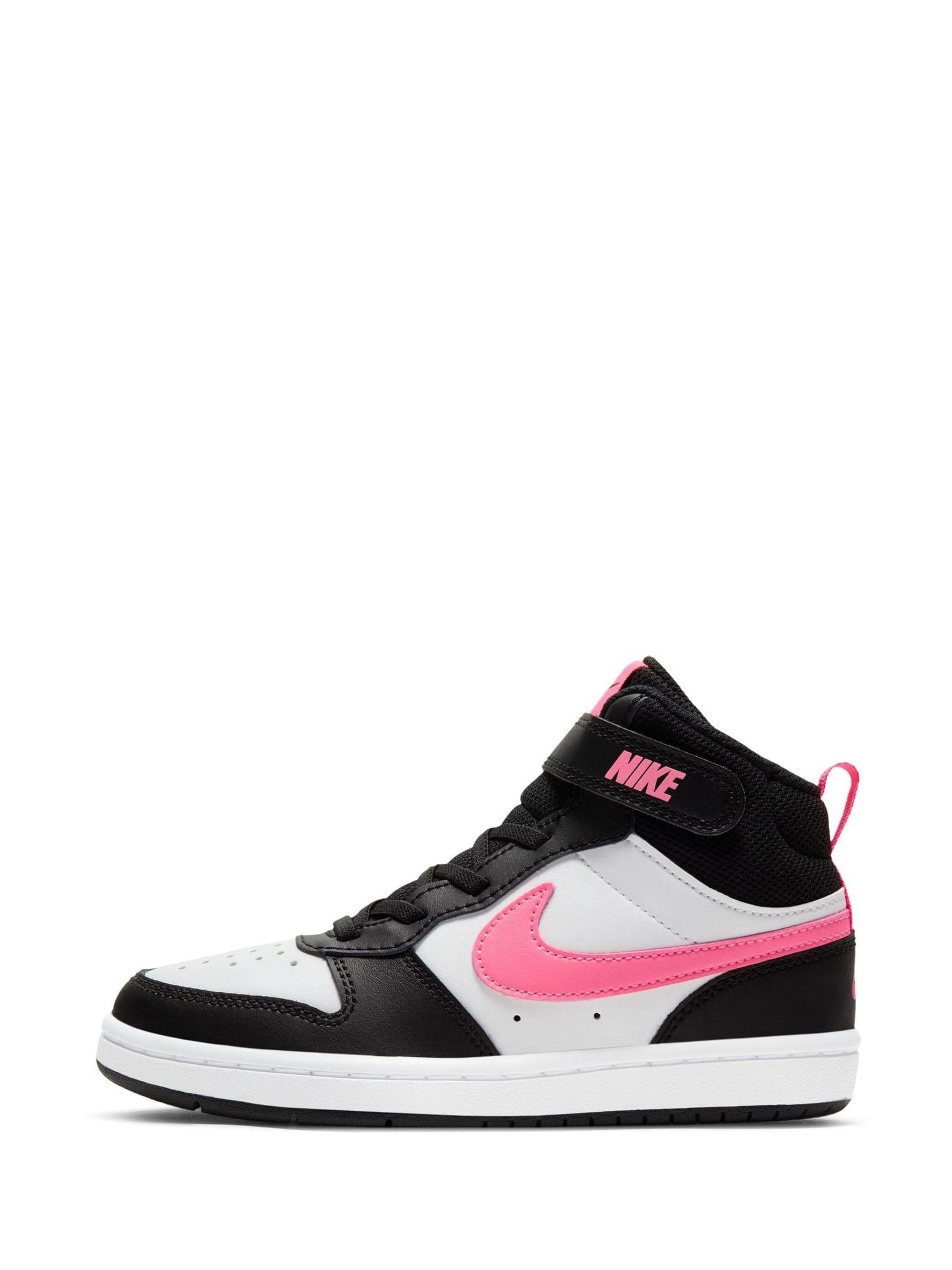 Nike Black/Pink Junior Court Borough Mid Trainers image 2
