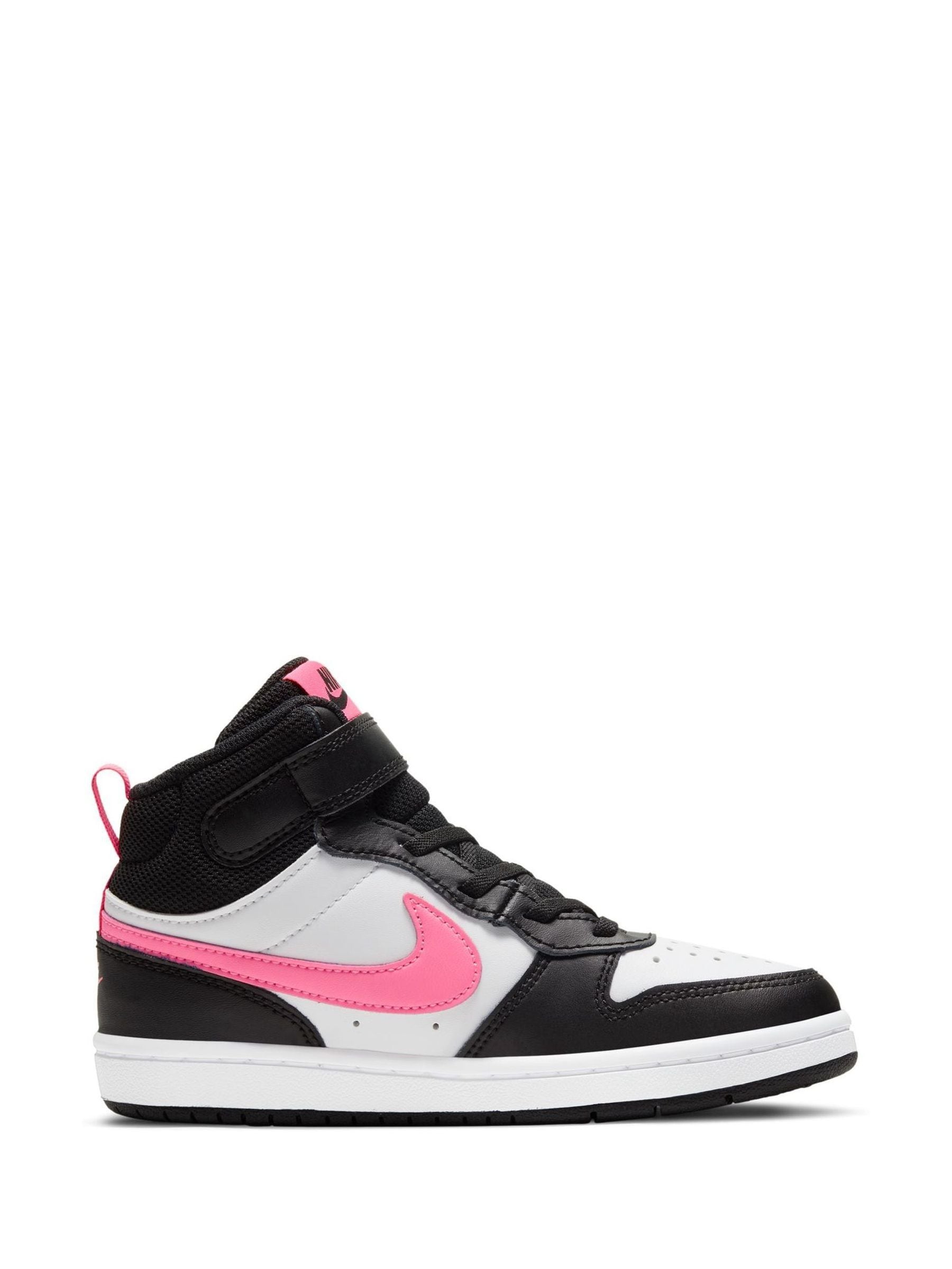 Nike Black/Pink Junior Court Borough Mid Trainers image 3