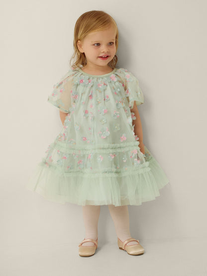 Dsiney Kidz - Monsoon Green Baby Kala Floral Appliqué Party Dress image 1