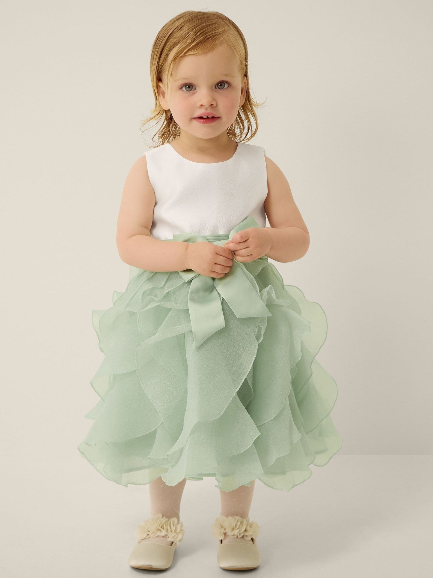 Dsiney Kidz - Monsoon Sage Green Baby Lace Cancan Ruffle Dress image 1