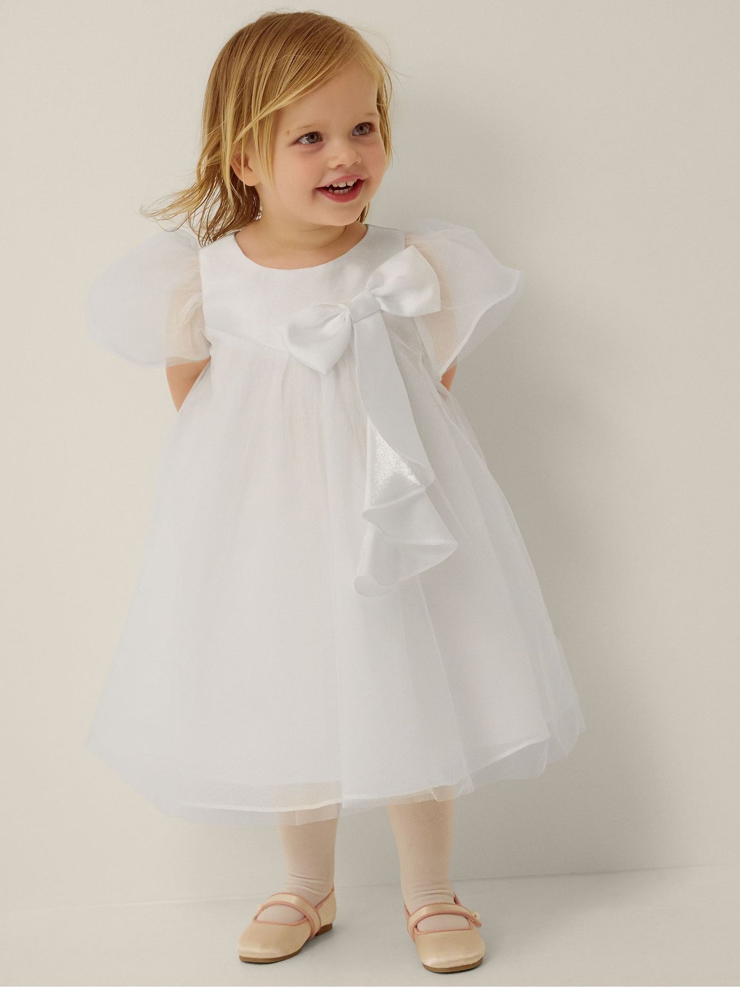 Dsiney Kidz - Monsoon Cream Baby Winnie Satin Bow Party Dress image 1